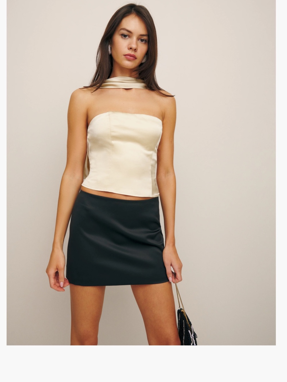 NWT Reformation Sallie Silk Top - almond